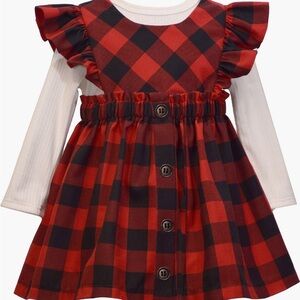 Bonnie Jean Kids' Rib Top & Check Jumper Dress Set